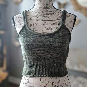 Cider Granola Dark Green Knit Crop Top Medium
